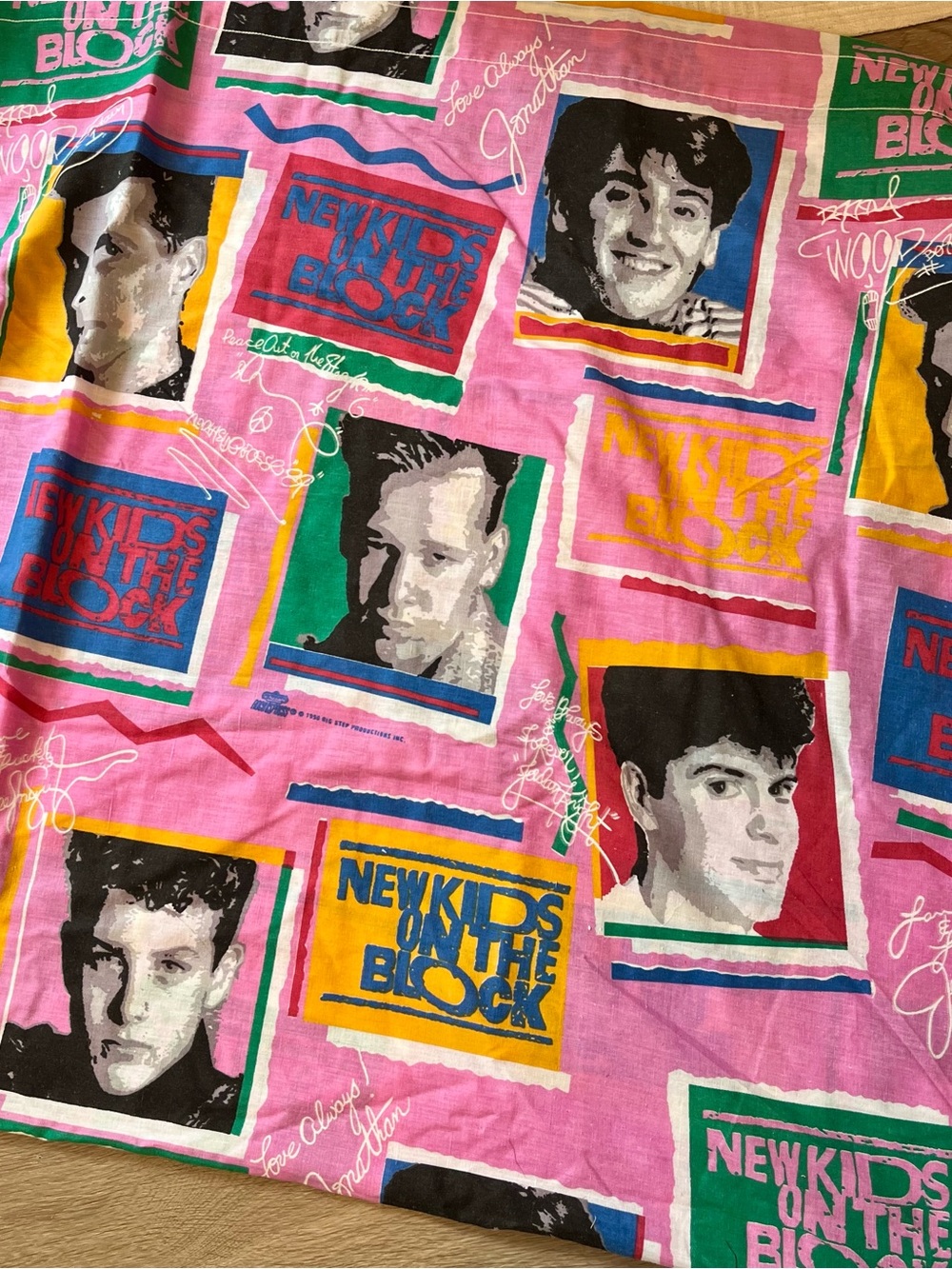 Vintage 1990 New Kids on the Block Twin Sheet | NKOTB Pink Bed Sheet